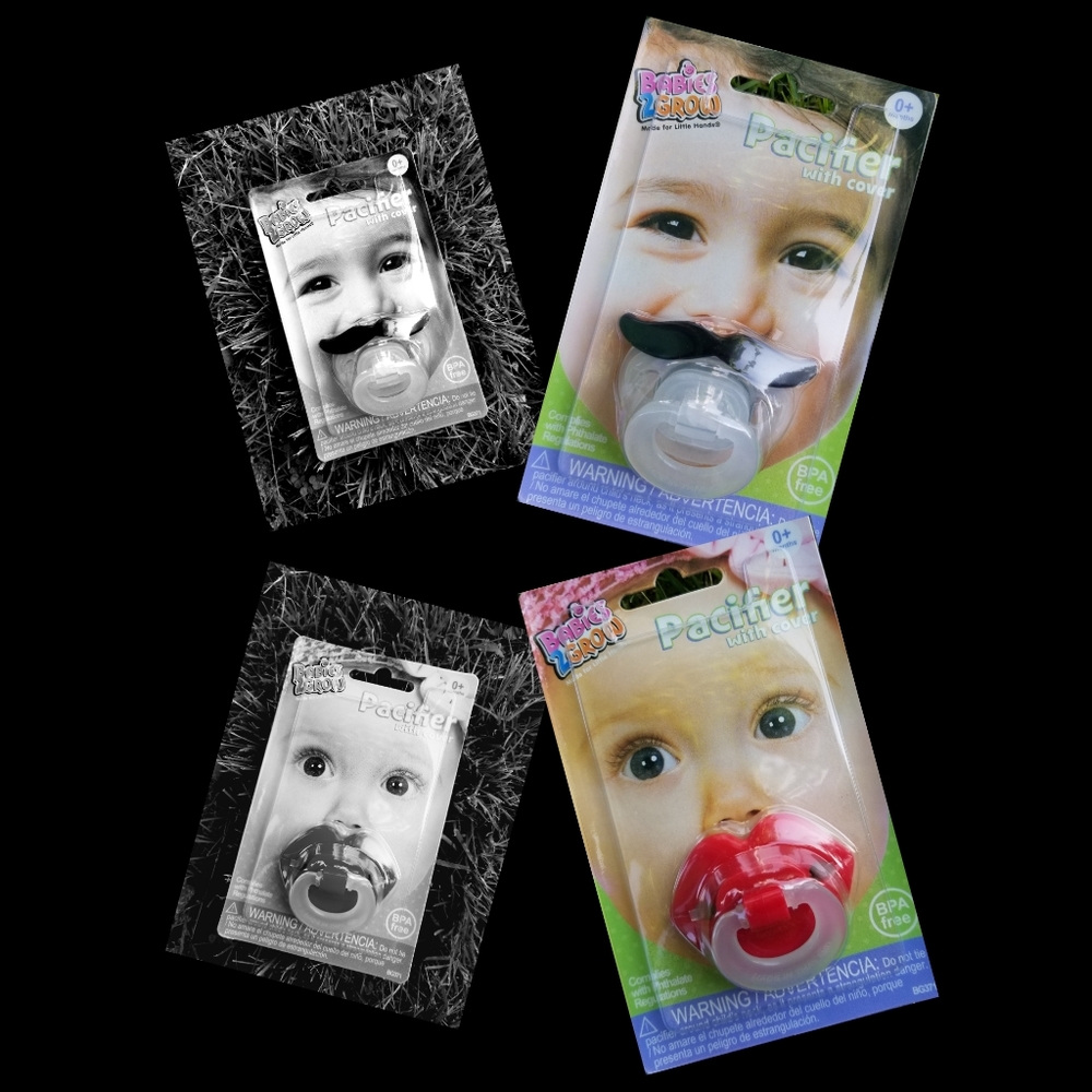 🐣Fancy Pacys Boy Girl Mustache Lips Baby pacifier - Picture 1 of 3